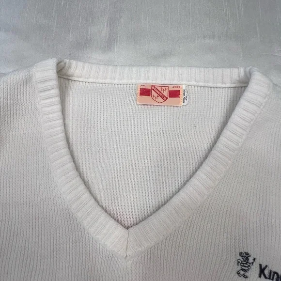 Vintage V-neck From The King Kod Brand with Red and Blue Stripes Size Medium - Picture 4 of 6